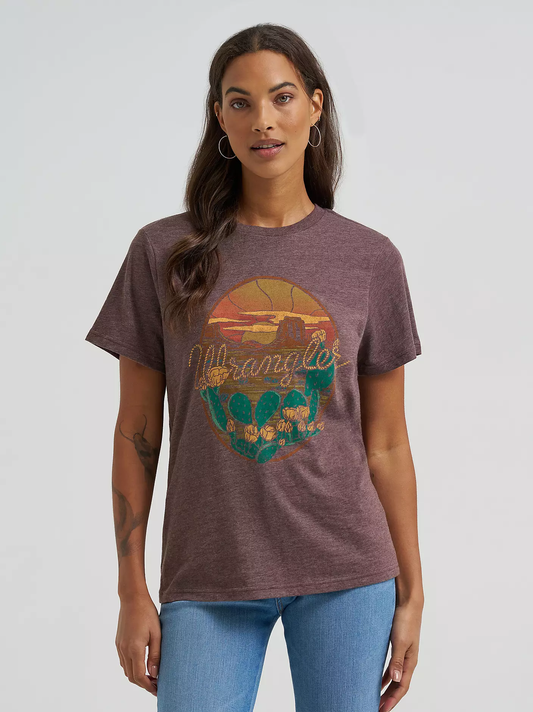 Wrangler Women's Cactus Logo T-Shirt - Desert Rose