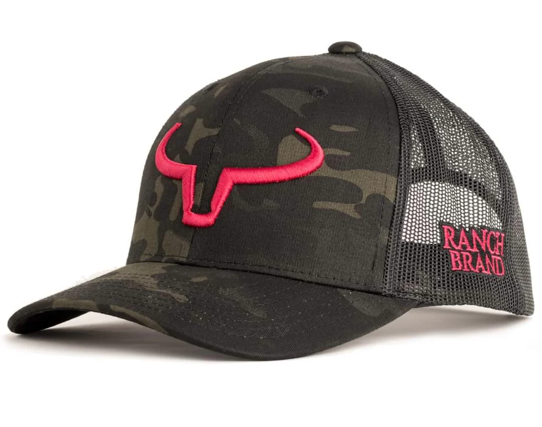 Ranch Brand Rancher cap - Multicam Black & Mesh Black | Raspberry Logo