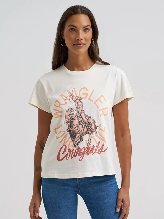 Wrangler faded cowgirl retro regular fit tee - Egret