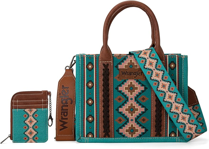 Wrangler Aztec Small Tote/Crossbody and Card Case Set 2Pc - (2 colors) *SALE*