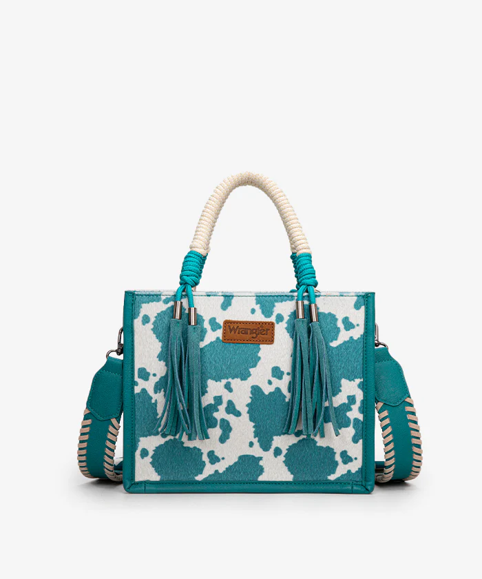 Wrangler Cow Print Tote/Crossbody - Teal