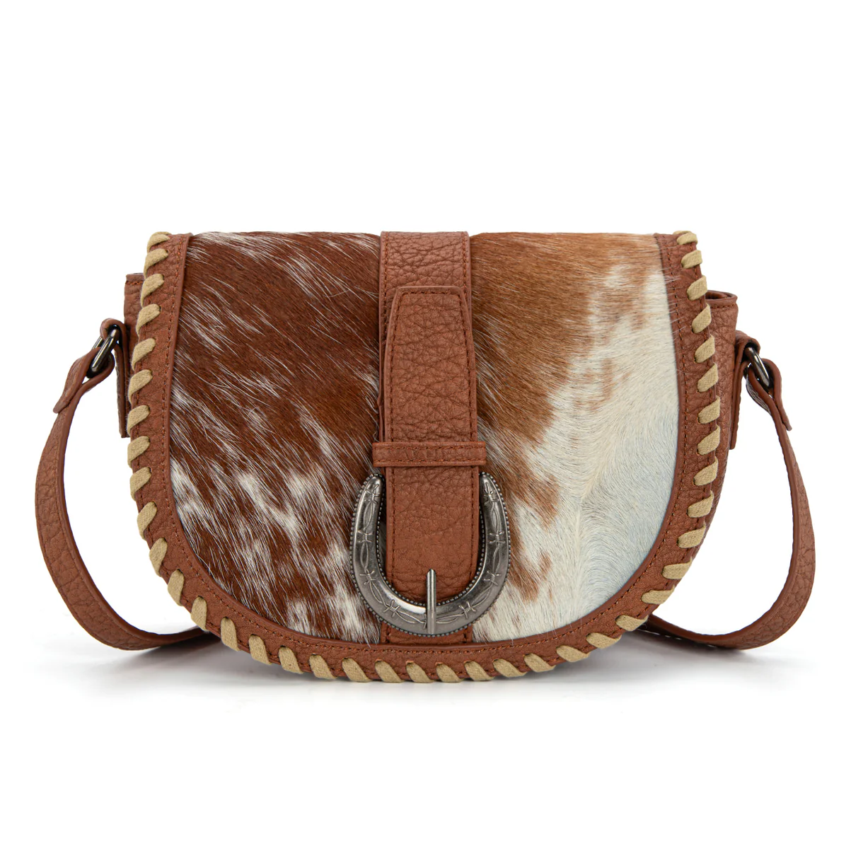 Trinity Ranch Western Hair-on cowhide saddle bag - Brown