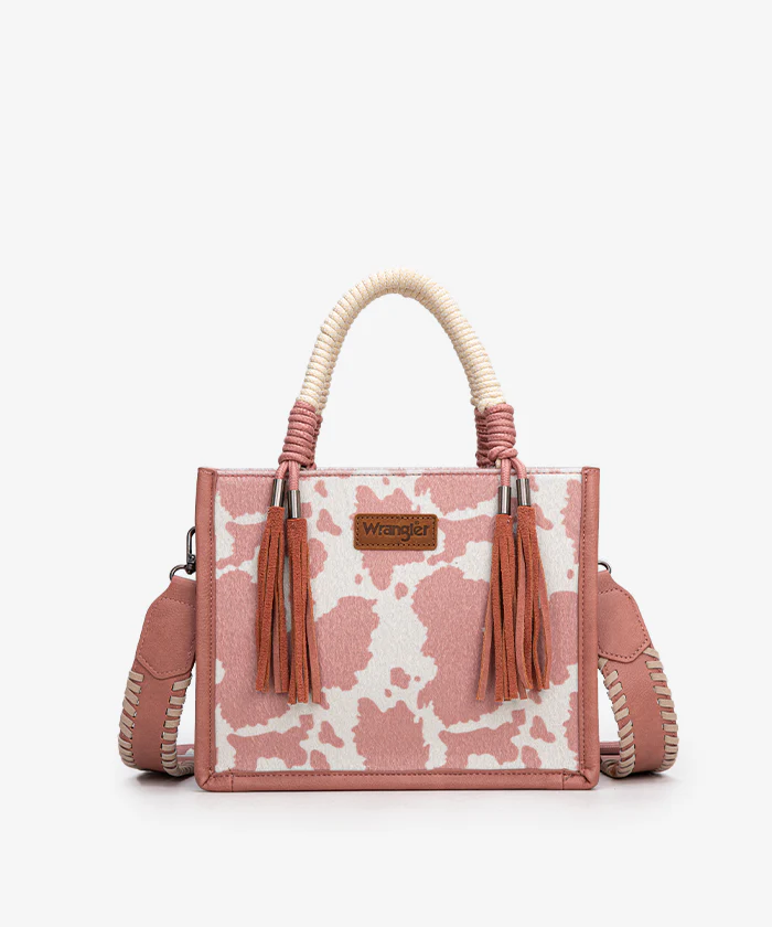 Wrangler Cow Print Tote/Crossbody - Pink