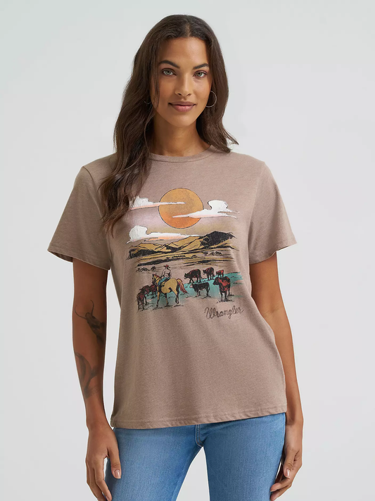 Wrangler Desert Landscape Reg Fit Graphic Tee - Desert Taupe Heather