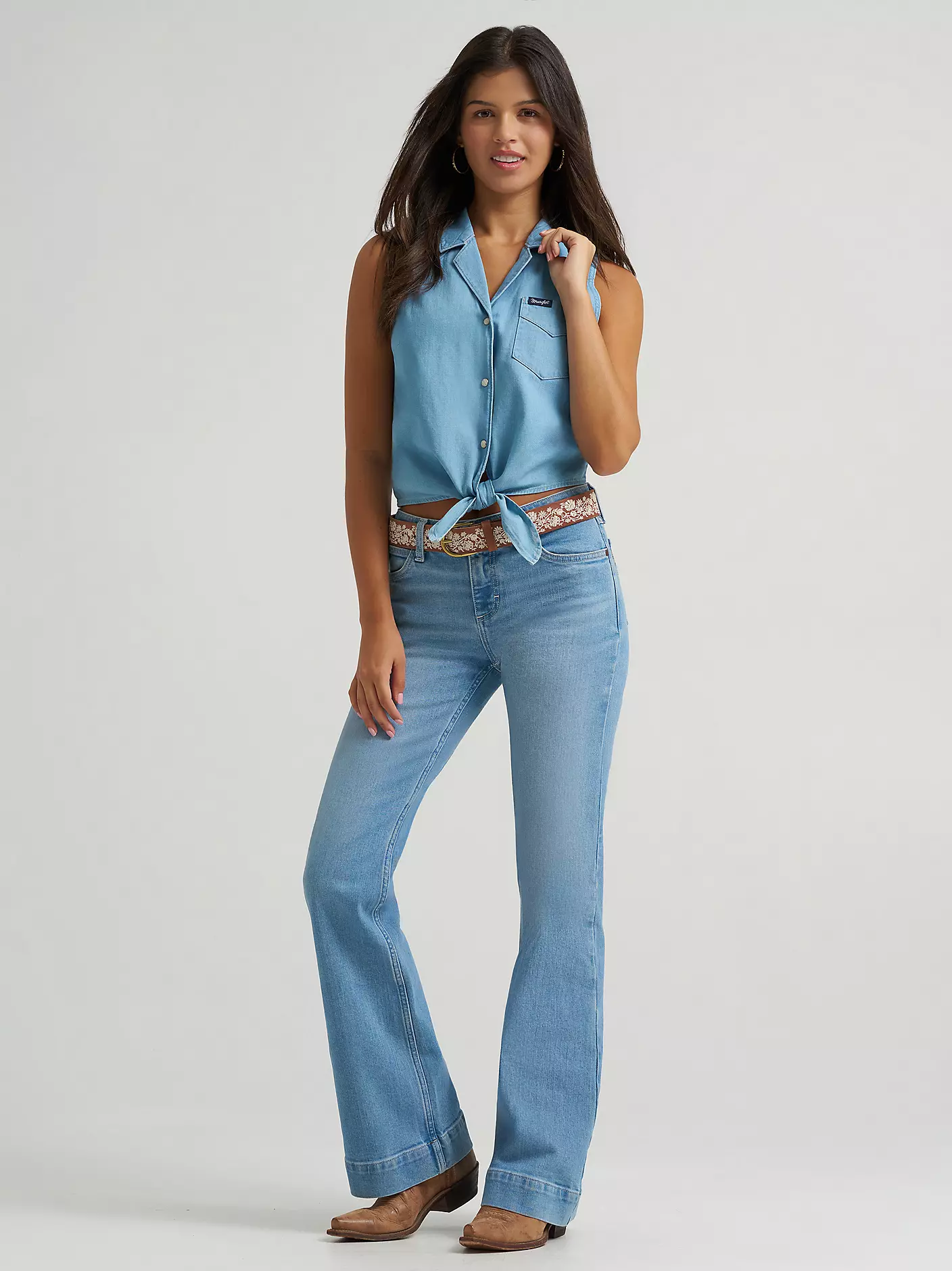 Wrangler Denim sleeveless tie front shirt