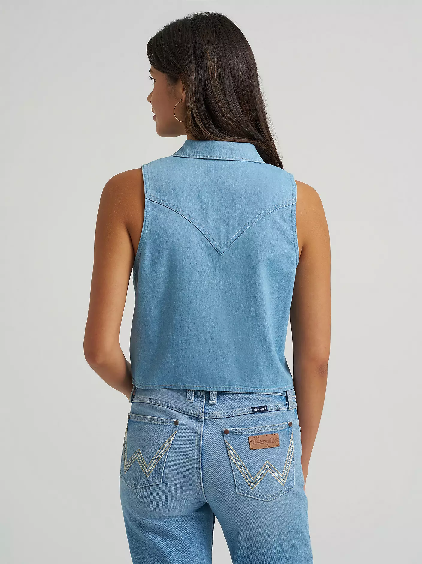 Wrangler Denim sleeveless tie front shirt