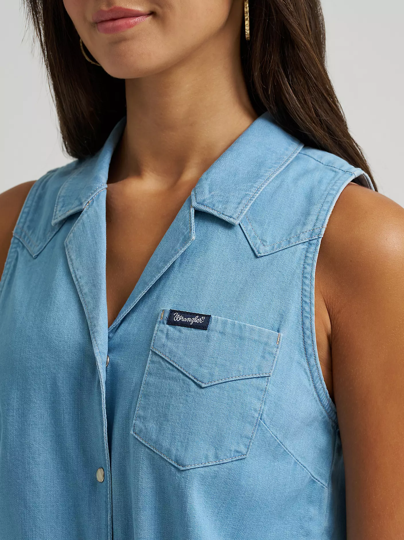 Wrangler Denim sleeveless tie front shirt