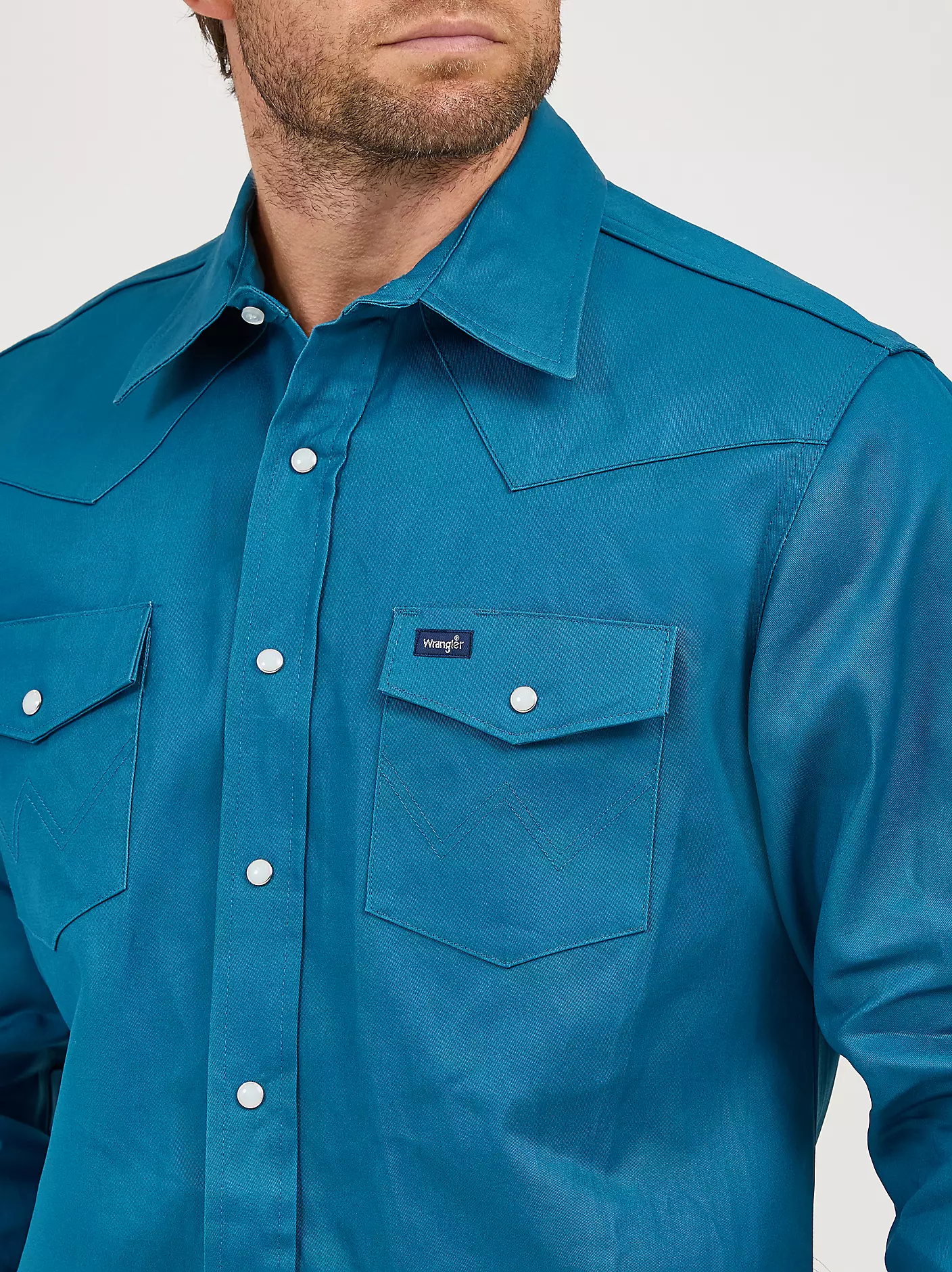 Cowboy Cut® firm finish twill western snap work shirt - Dark Teal