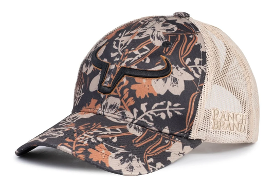 Ranch Brand Women's Ponytail Cap - Flower 35 Black Logo