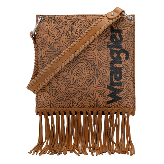 Wrangler Floral Embossed Fringe Concealed Carry Hobo/Crossbody - Light Brown *SALE*