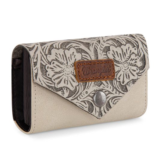Wrangler Floral Tooled Card Holder - Beige