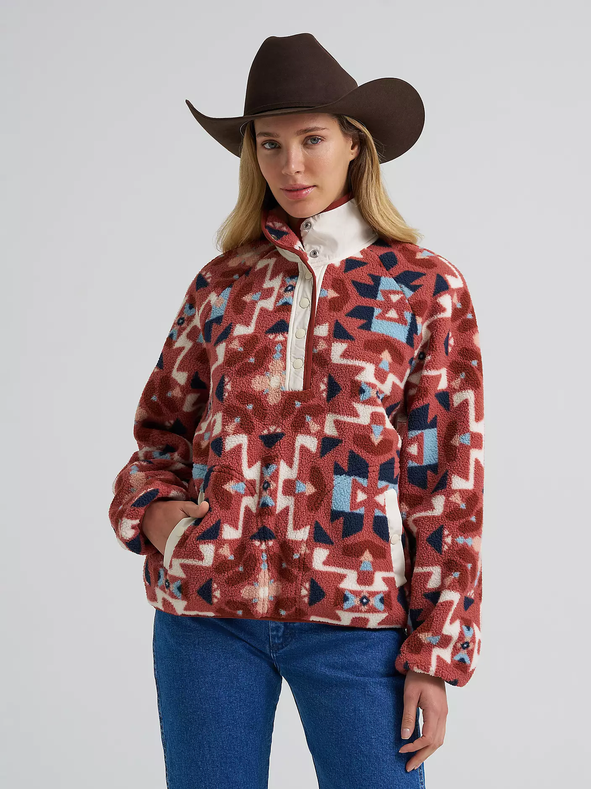 Wrangler Big Sky sherpa snap pullover - Sunbaked Geo