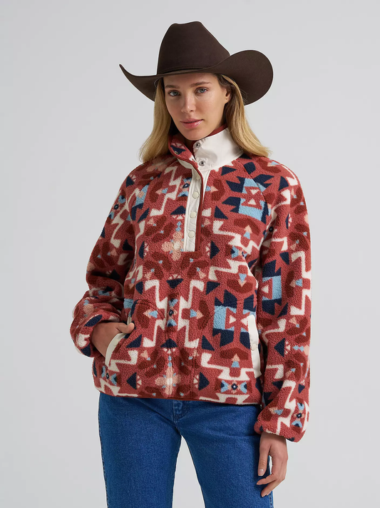 Wrangler Big Sky sherpa snap pullover - Sunbaked Geo