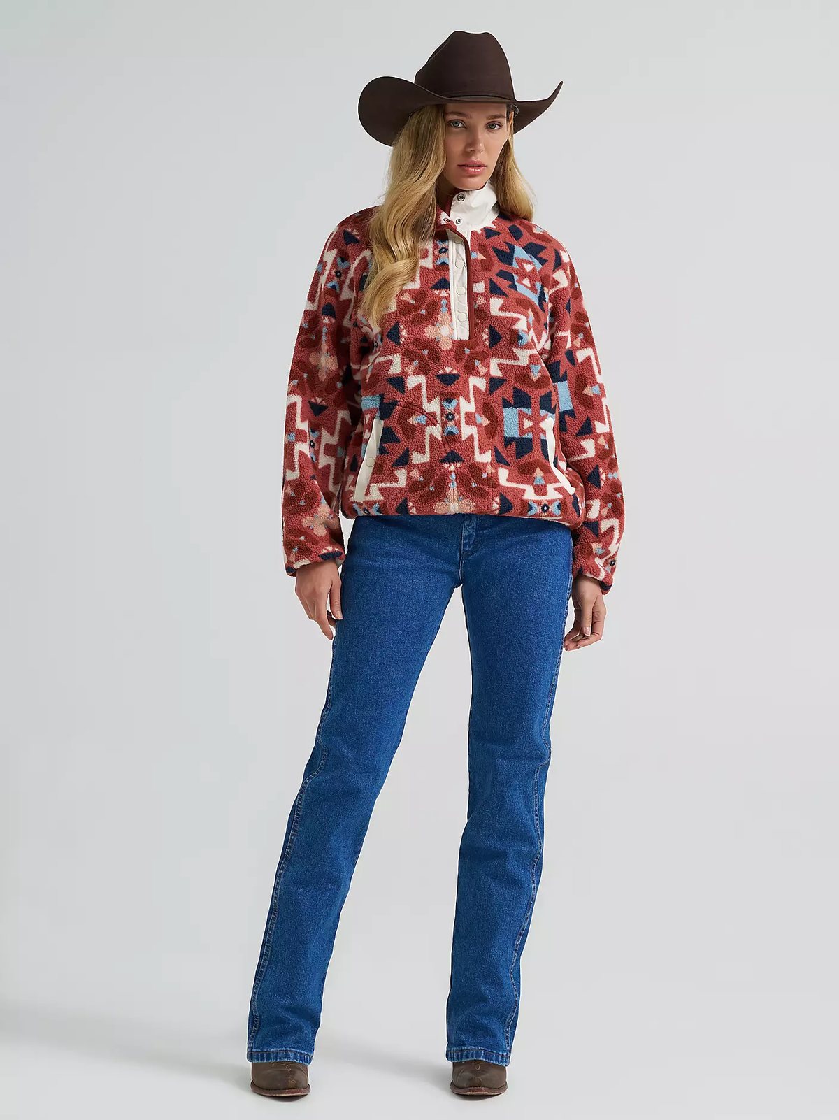 Wrangler Big Sky sherpa snap pullover - Sunbaked Geo