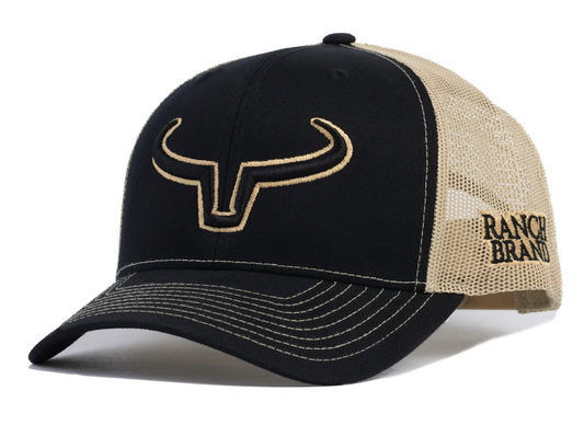 Ranch Brand Rancher cap - Black & Gold Mesh | Black & Gold Logo