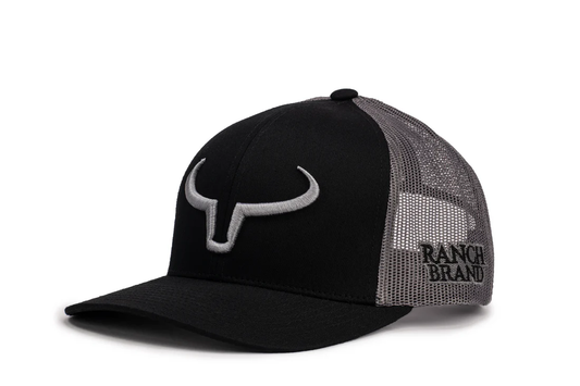Ranch Brand Rancher cap - Black & Mesh Graphite | Logo Silver