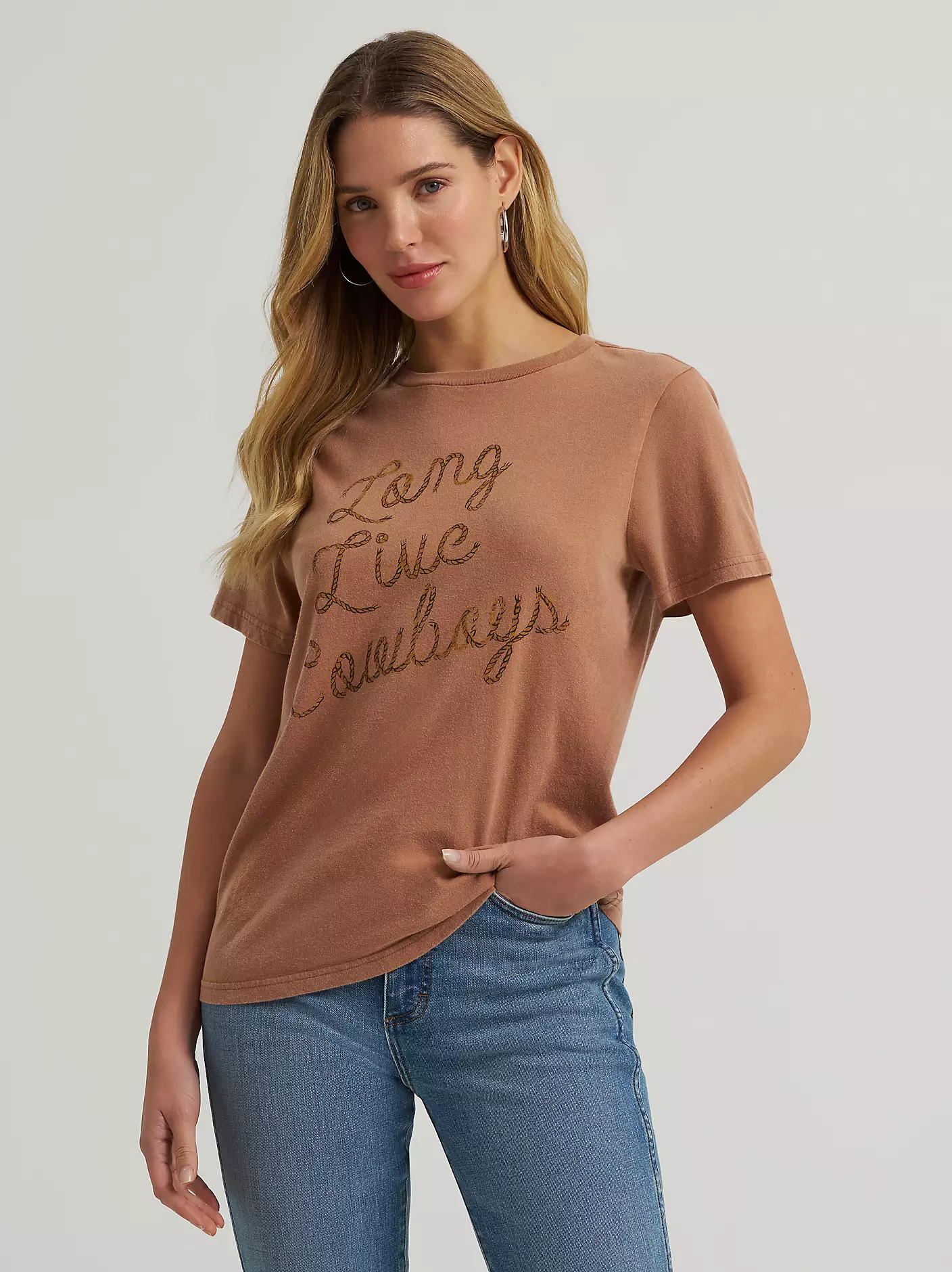 Rope Long Live Cowboys Reg Fit Graphic Tee - Rawhide