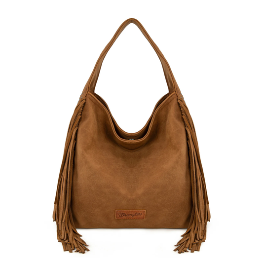 Wrangler Fringe Studded Hobo Bag - Brown