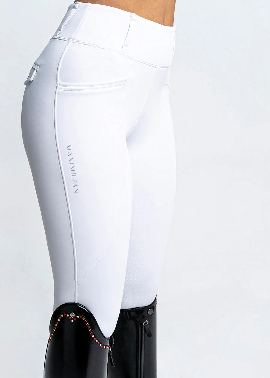 Maximilian Pro riding knee patch legging - White