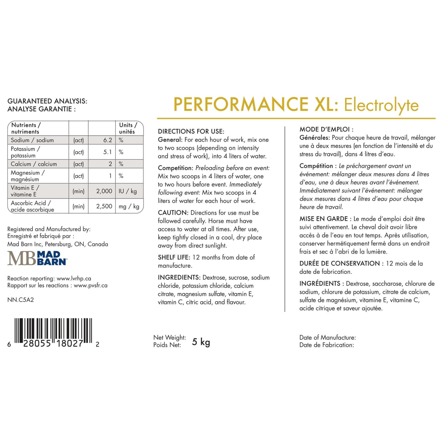 Mad Barn Performance XL Électrolyte