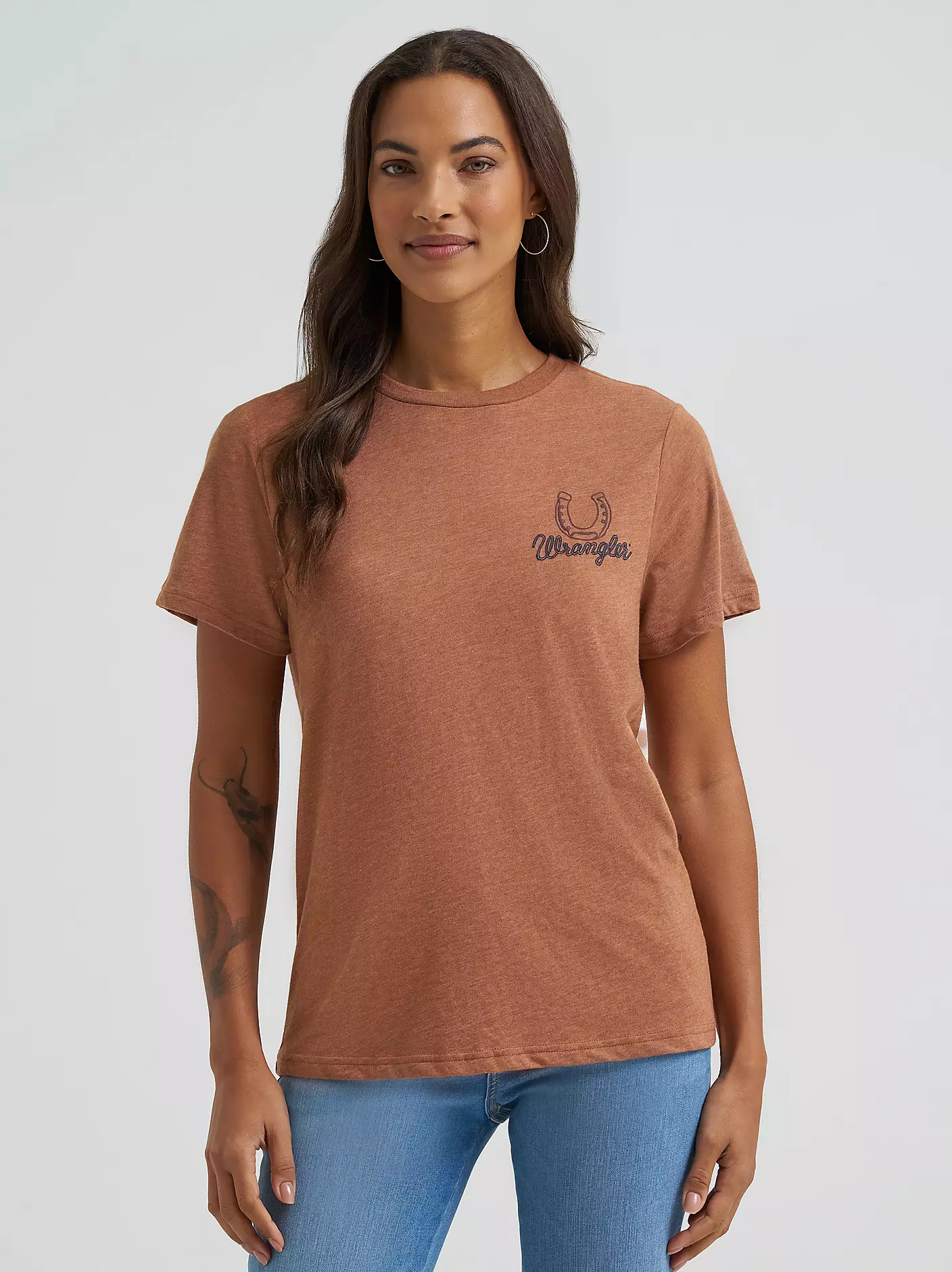 Wrangler Bucking Back Graphic Reg Fit Graphic Tee - Rawhide Heather