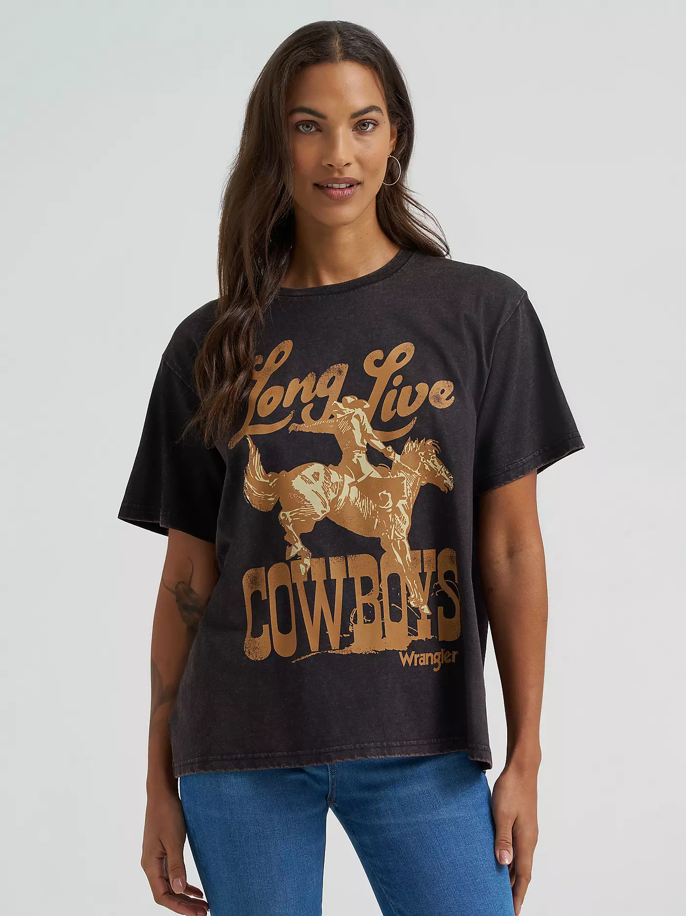 Wrangler Long Live Cowboys nostalgia retro graphic tee - Black Beauty