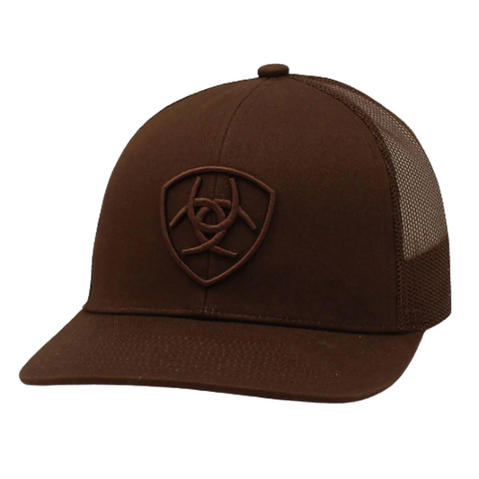 Ariat men's brown shield logo snap back