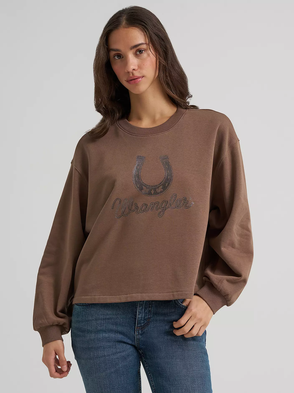 Wrangler Lucky Logo Canyon crew pullover - Coffee Quartz