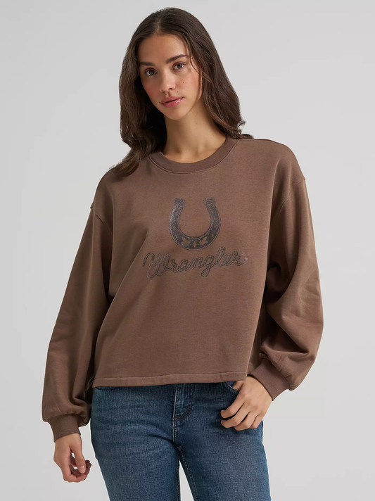 Wrangler Lucky Logo Canyon crew pullover - Coffee Quartz