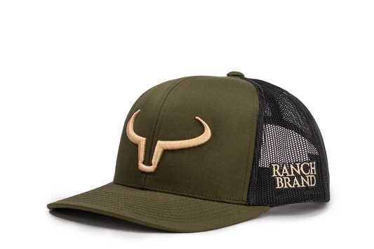 Ranch Brand Rancher cap - Green Moss & Black Mesh | Logo Gold