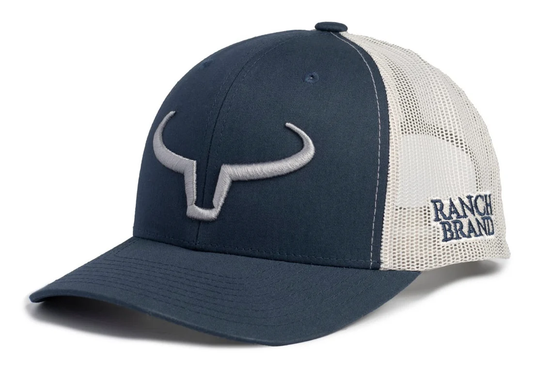 Ranch Brand Rancher cap - Navy & Silver Mesh | Silver Logo