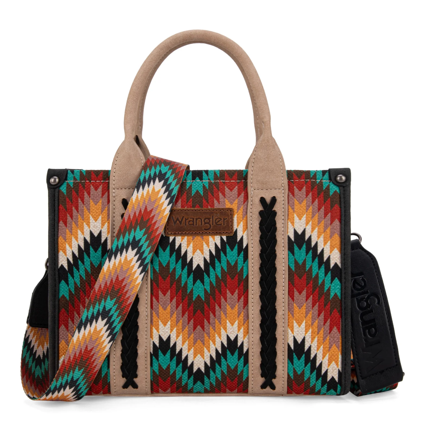 Wrangler Southwestern Pattern Dual Sided Print Tote/Crossbody - Black
