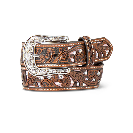 Ariat girl's Scroll Filigree crystal underlay belt