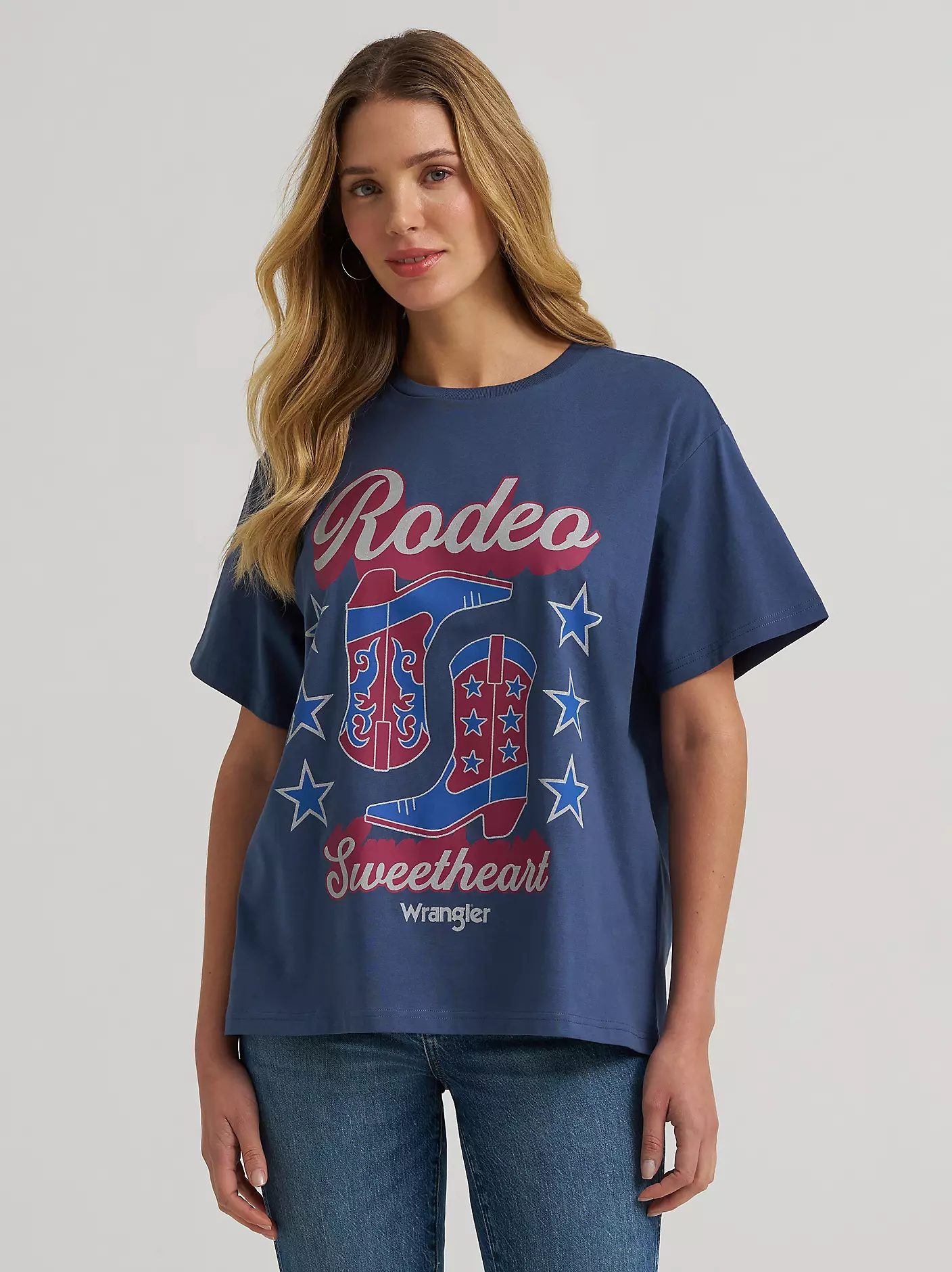 Wrangler Rodeo Sweetheart Girlfriend Graphic Tee - Dark Blue