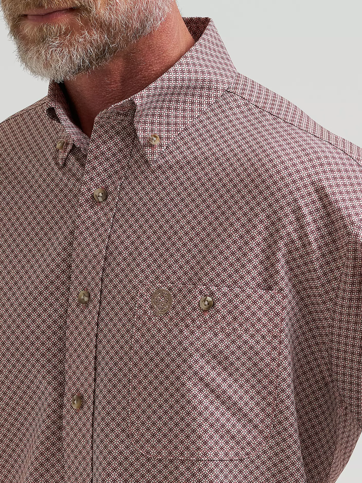 Wrangler® George Strait™ Performance Button Down Shirt - Rust Diamond