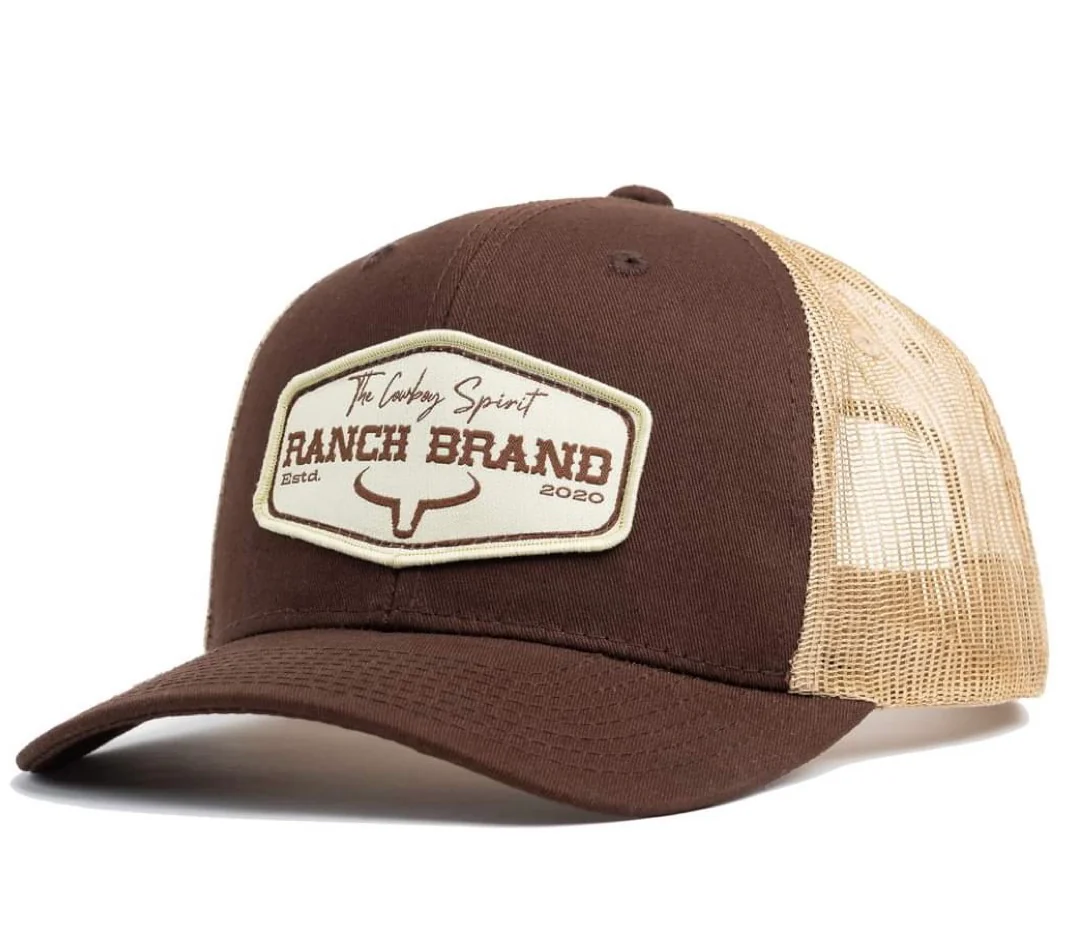 Ranch Brand Patch Ranch cap - Brown & Mesh Beige | Beige Logo