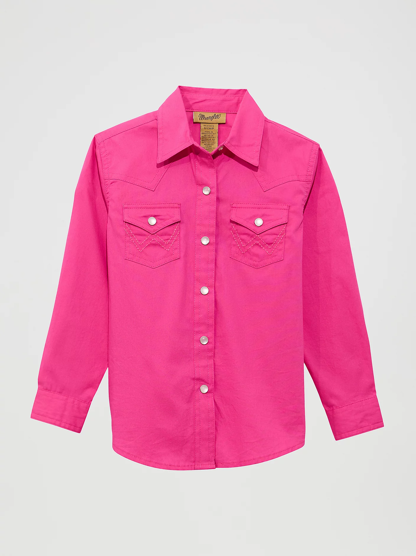 Wrangler girl's long sleeve Solid Western Snap Shirt