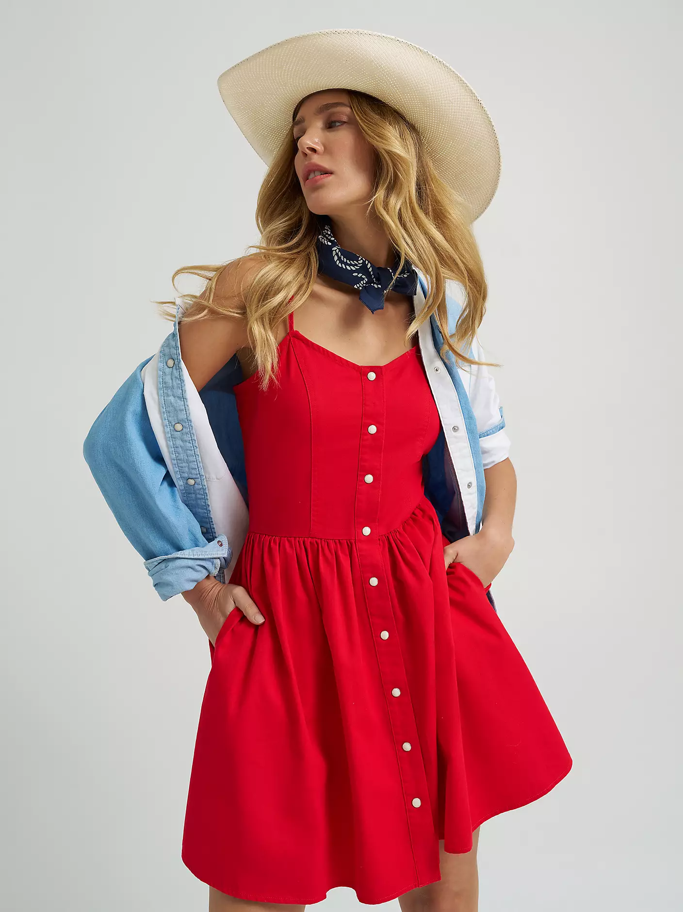 Wrangler women's Americana Corset Snap Dress - Bright Red