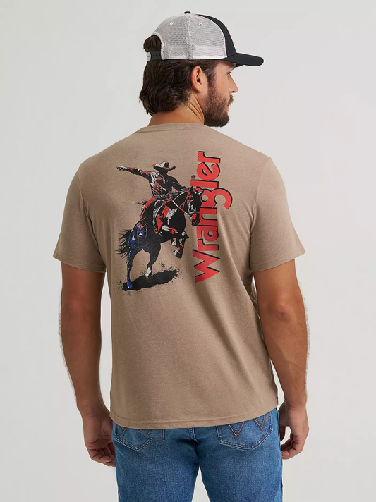 Wrangler Star Spangled rodeo back graphic t-shirt - Desert Taupe Heather