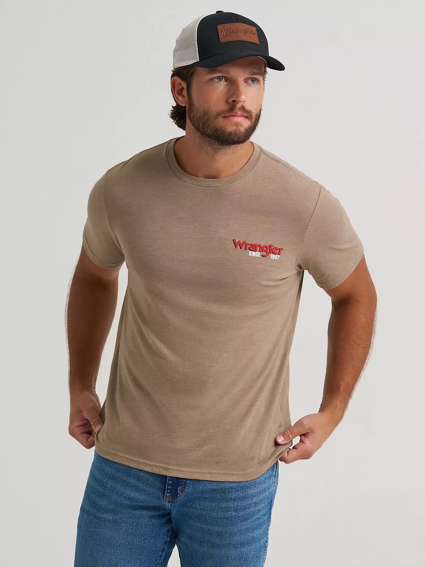 Wrangler Star Spangled rodeo back graphic t-shirt - Desert Taupe Heather