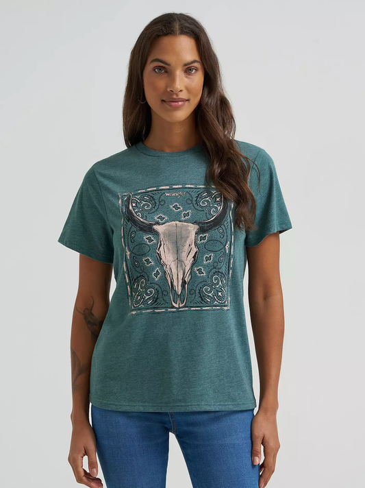Wrangler Women's Steerhead Regular Fit T-Shirt - Silver Pine