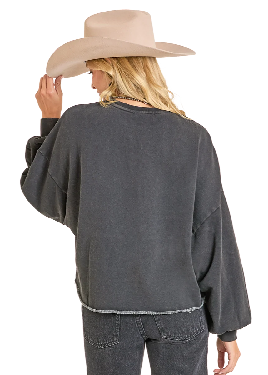 Rock & Roll Studded Sweatshirt - Black