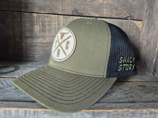 Shack Story Cowhide Laser Patch | Green/Black cap