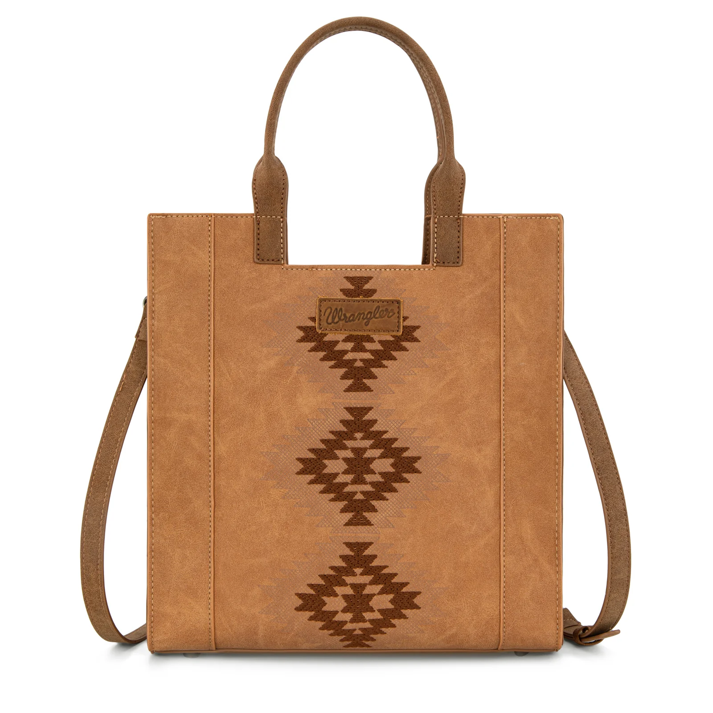Wrangler Aztec Embroidered Tote Bag/Crossbody - Brown
