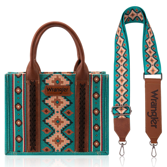 Wrangler Southwestern Print Small Canvas Tote/Crossbody - Turquoise *SALE*