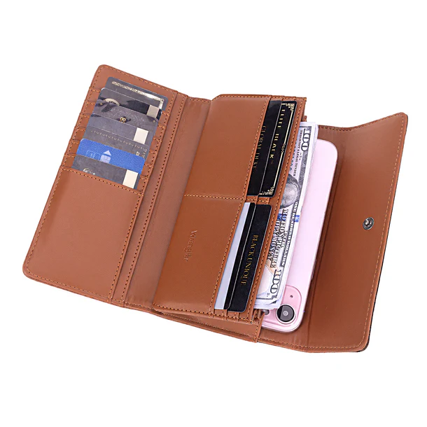 Wrangler Western Floral tooled tri-fold RFID wallet/wristlet - Brown