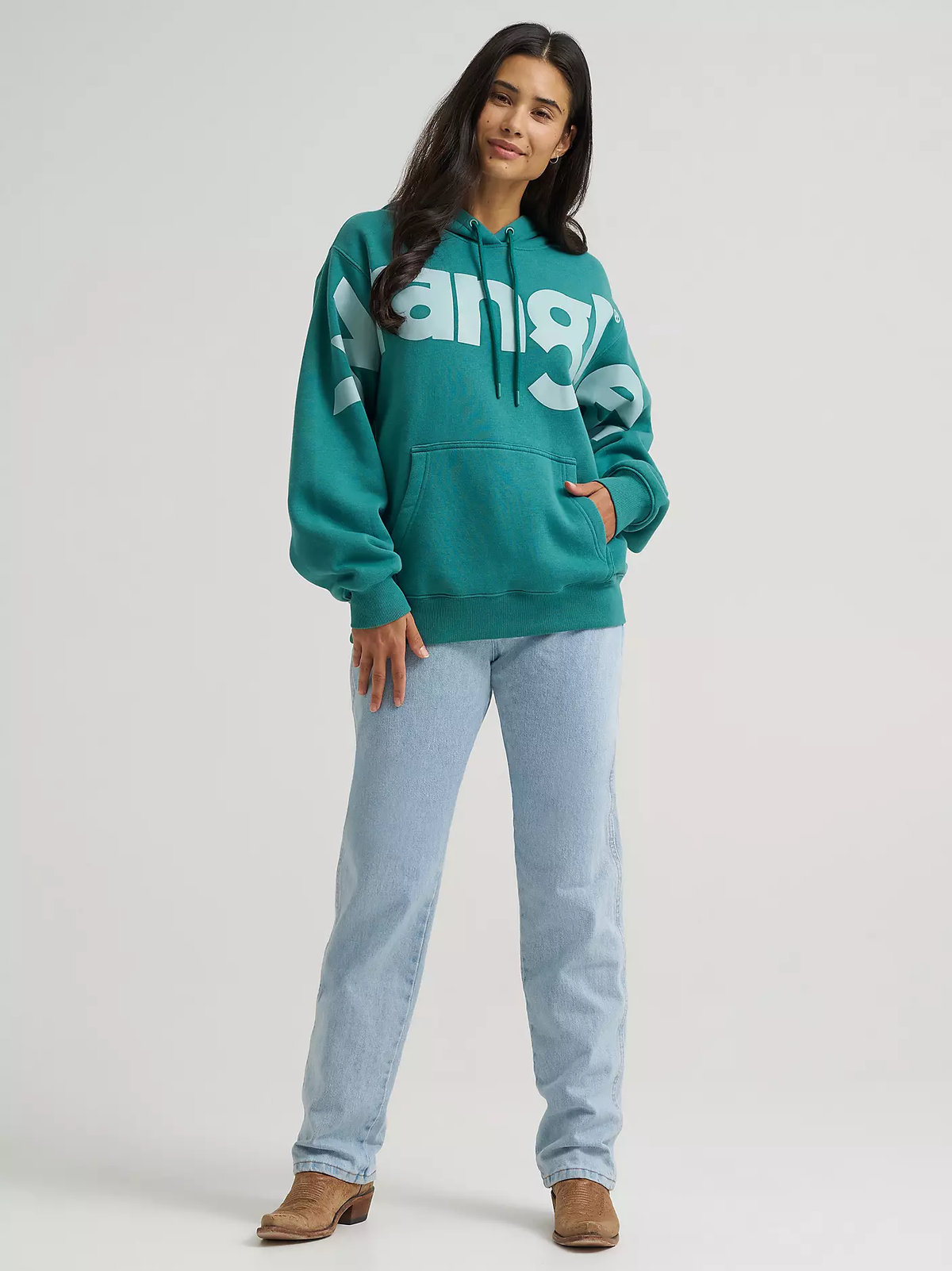 Wrangler Wide Open Spaces logo hoodie - Teal Dream