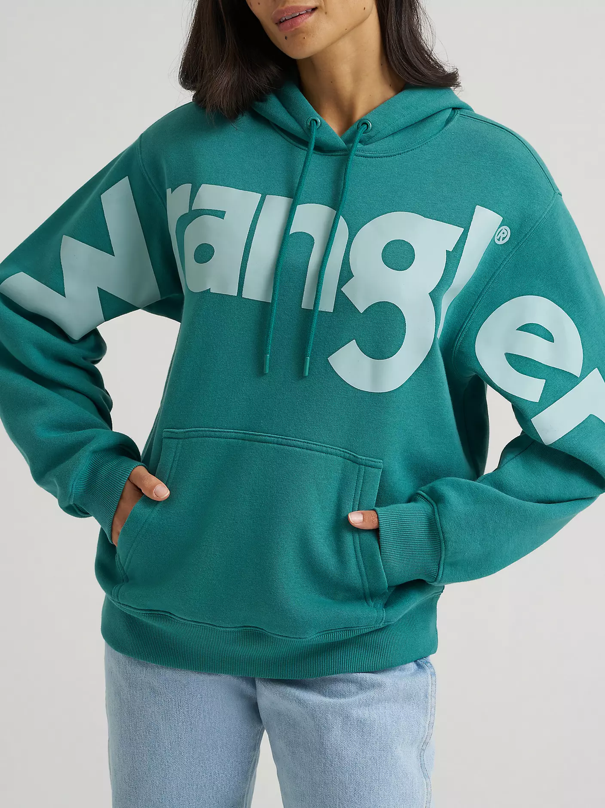Wrangler Wide Open Spaces logo hoodie - Teal Dream