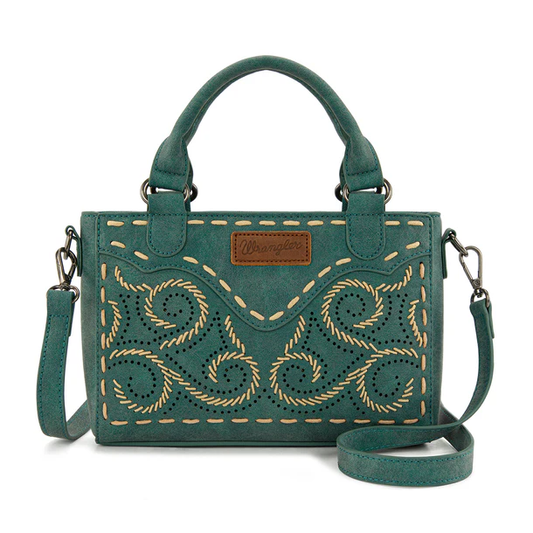 Wrangler Embroidered Swirl mini satchel/crossbody - Turquoise