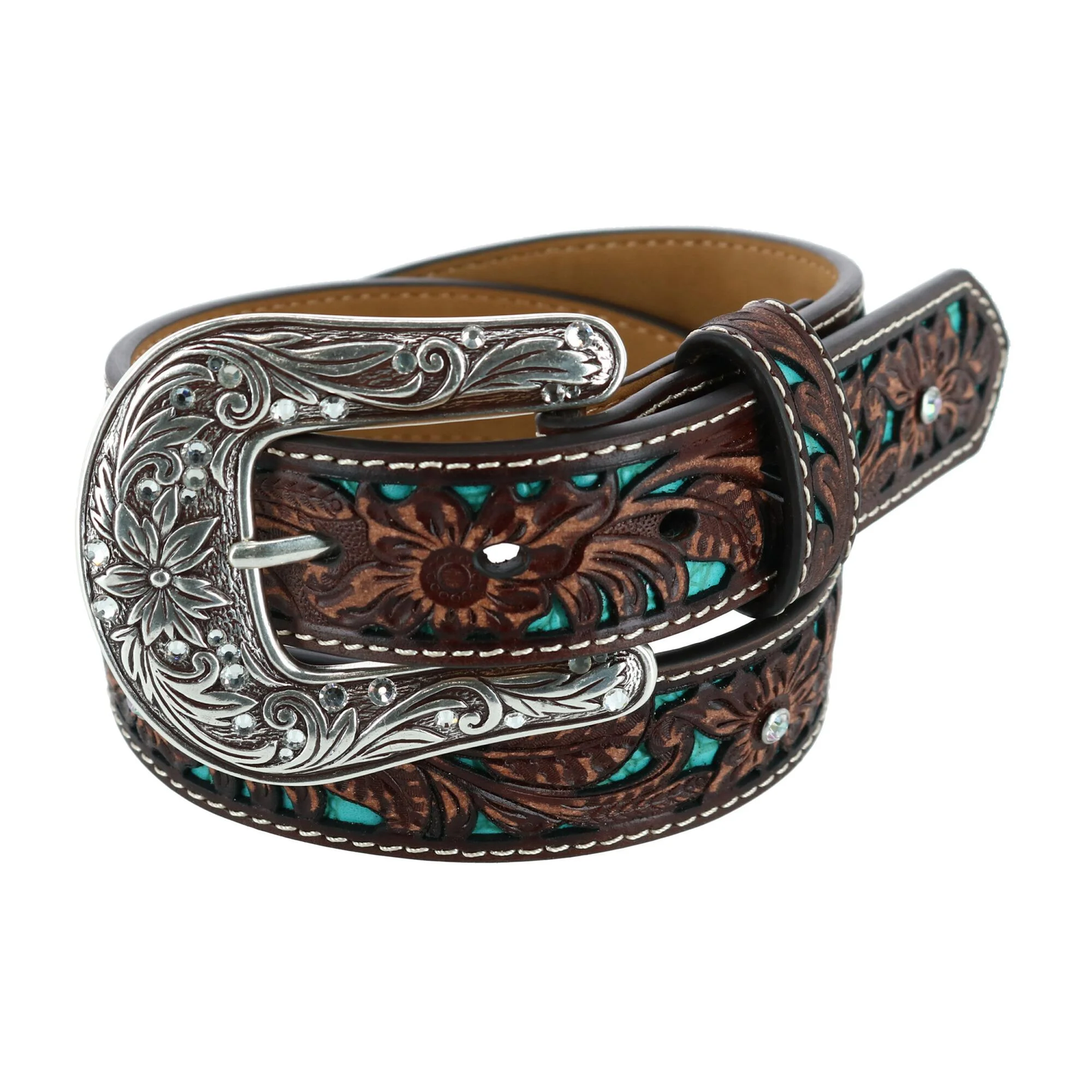 Ariat girl's Scroll Filigree crystal underlay belt